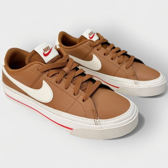 Nike Court Legacy Next Nature Brown Tan Sail Red Women’s Size 6 Shoes - Picture 1 of 14
